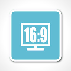 16 9 display blue flat design vector web icon 