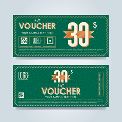 Gift discount voucher template, vector layout. Special offer coupon. Business voucher layout.