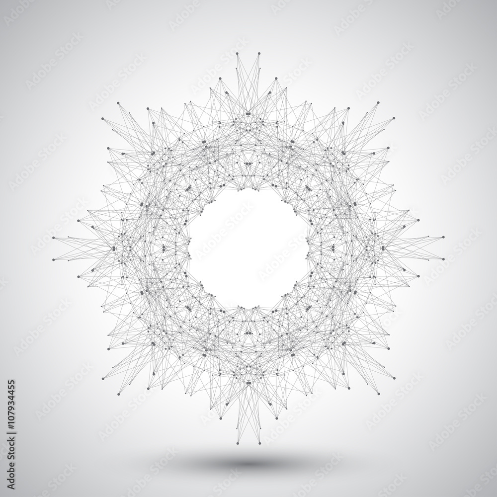 Poster Geometric abstract form with connected line and dots. Graphic background for your design. Vector illustration
