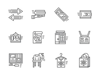 Simple line online commission store vector icons 
