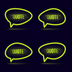 Glowing neon speech bubble icon for text quote