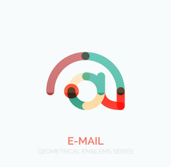 Vector email business symbol, or at sign logo. Linear minimalistic flat icon design