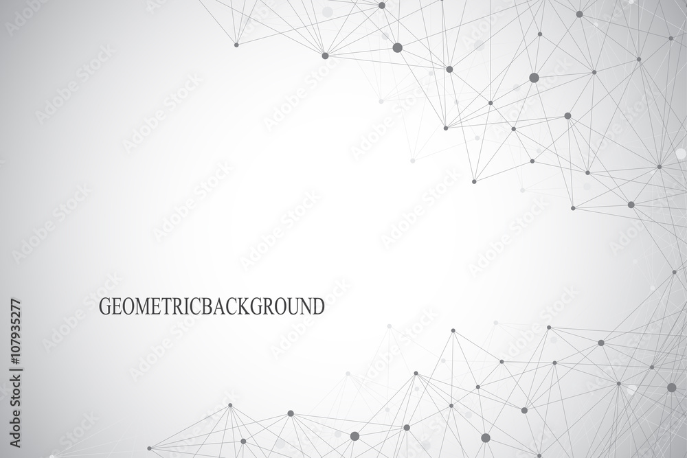 Poster geometric abstract background with connected line and dots. vector illustration