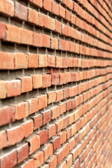 Brick wall Background, Perspective view in selective focus