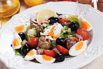 Salad Nicoise with eggs and tuna