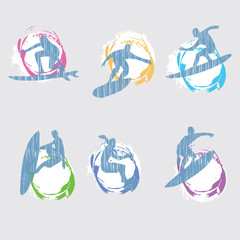 Silhouette of surfers