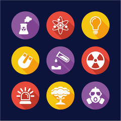 Nuclear Power Plant Icons Flat Design Circle