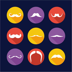 Mustache Icons Flat Design Circle