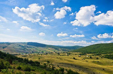 Fototapeta na wymiar Panorama of Pešter plateau landscape in southwest Serbia