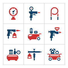 Set color icons of compressor and accessories