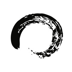 Black Chinese brush draw the symbol of Zen isolated on white background