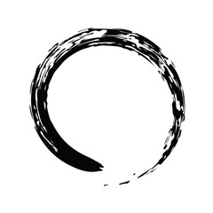 Black Chinese brush draw the symbol of Zen isolated on white bac