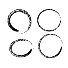 Black Chinese brush draw the symbol of Zen isolated on white bac