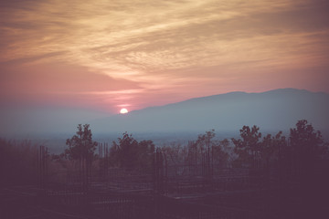 Big sun on the mountain