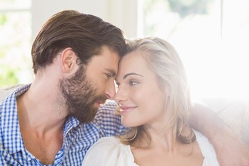 Romantic  couple looking face to face