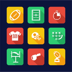 Football Icons Flat Design