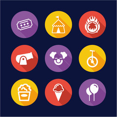 Fototapeta premium Circus Icons Flat Design Circle