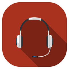 Communications Headset Flat Icon.
Vector illustration icon of communications technology.