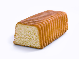 Pound cake on white background
