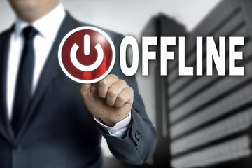 offline touchscreen is operated by businessman