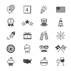 Independence Day Icons Line