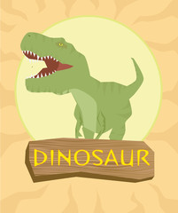 Dinosaur T-rex silhouette against the sun