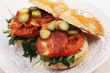 Fried bacon burger