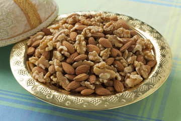 Moroccan festive tajine with nuts and dates
