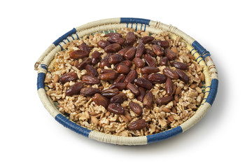 Moroccan festive basket with nuts and dates