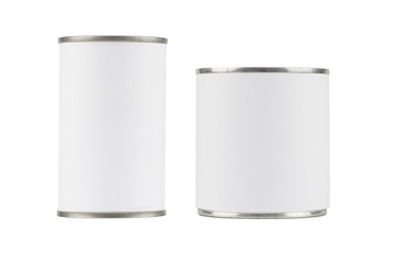 tin can with blank white label on white background - obrazy, fototapety, plakaty