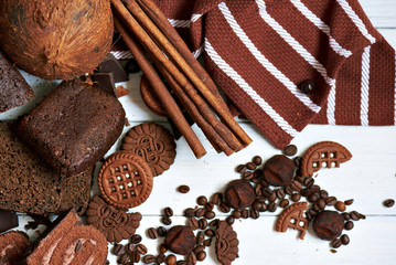 Many different chocolates and cookies