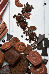 Many different chocolates and cookies