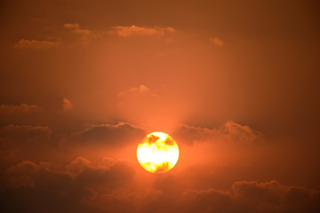 big sunset with clouds