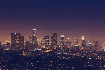 skyline of Los Angeles at night
