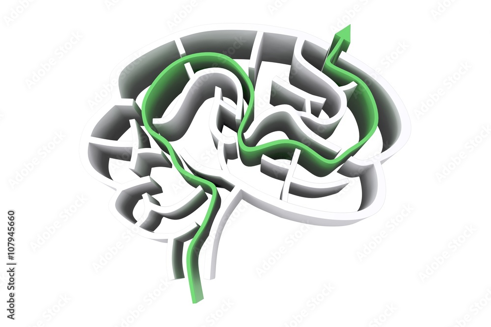 Aufkleber composite image of brain maze with arrow