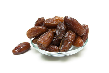 Dried dates isolated on a white background isolated close-up.
