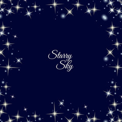 Starry frame on dark blue background