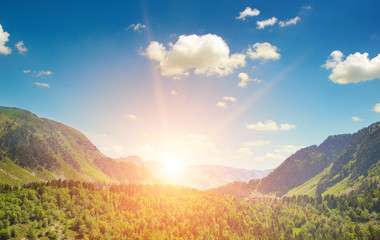 Obraz premium beautiful mountain landscape and sunrise