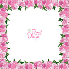Vector frame with peonies