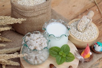 Milk and cooked barley for health delicious.