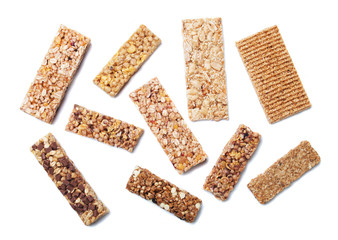 Granola bars isolated on white background