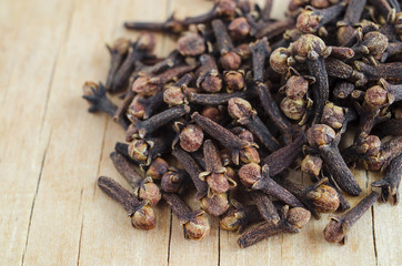 Dried spices cloves close up
