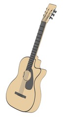 Naklejka premium 2d cartoon illustration of acoustic guitar