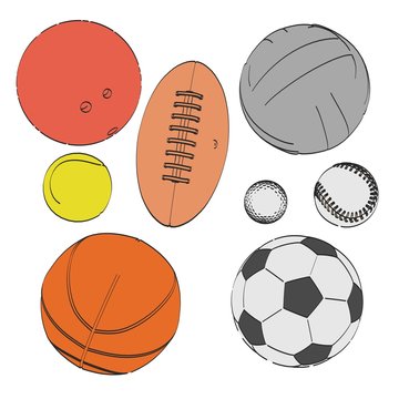 2d cartoon illustration of ball set