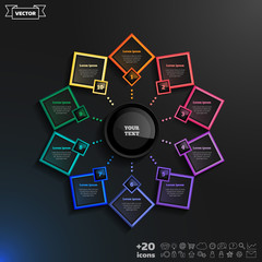 Vector infographics design with colorful rhombs.