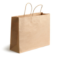 Paper shopping bag isolated on white background