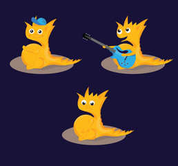 Flat cartoon  monster set