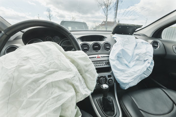 Car Crash air bag, blue,  inscription airbag 