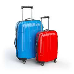 Luggage. Two baggage suitcases  isolated on white.