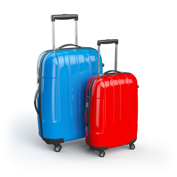 Luggage. Two baggage suitcases  isolated on white.